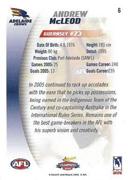 2006 Select AFL Champions #6 Andrew McLeod Back